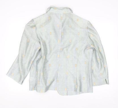 Libra Womens Blue Linen Blend Button Blazer Size 16