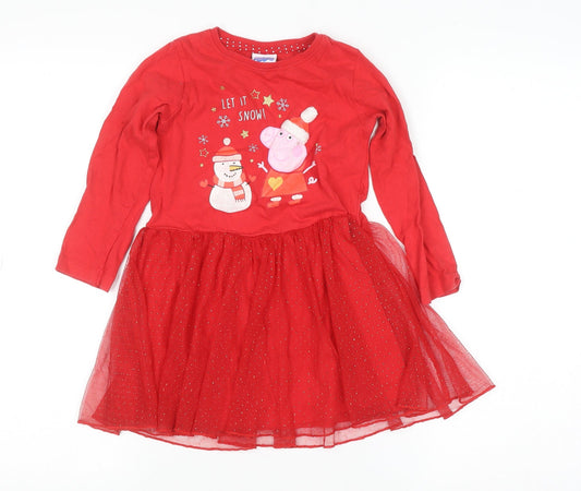 Dunnes Stores Peppa Pig Girls Red Christmas Tutu Dress 4-5 Years