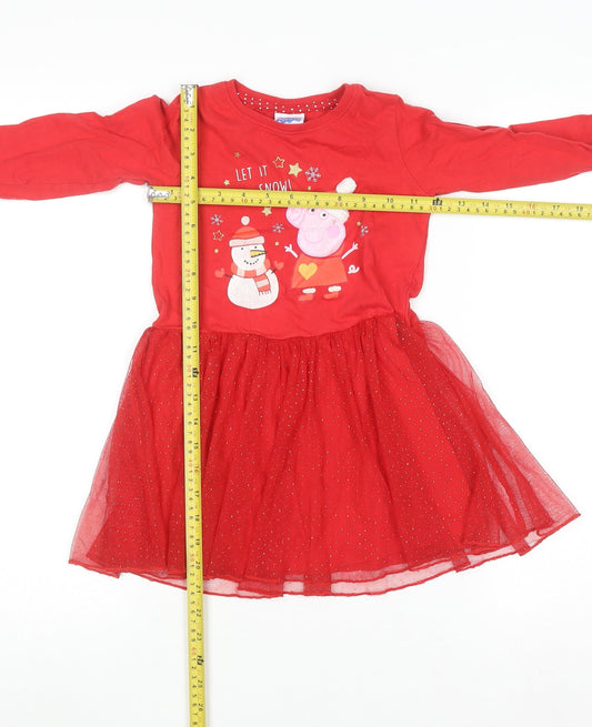 Dunnes Stores Peppa Pig Girls Red Christmas Tutu Dress 4-5 Years
