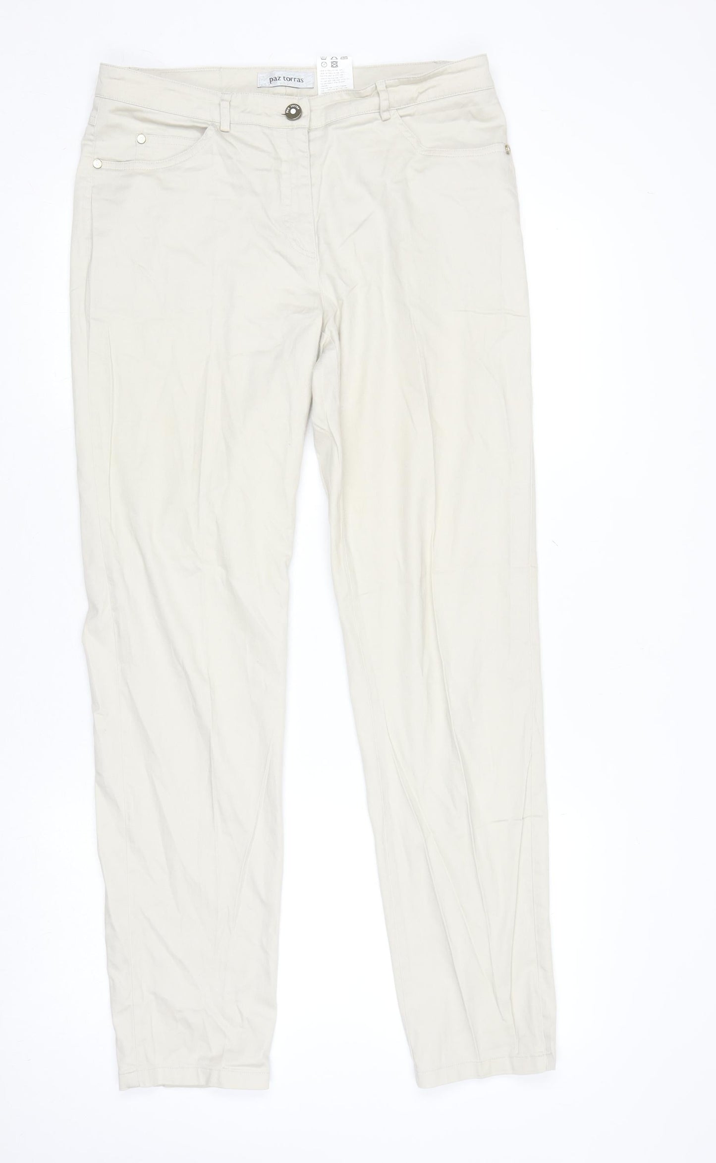 Womens UK Size 14 Paz Torras Regular Fit Chino Beige Trousers