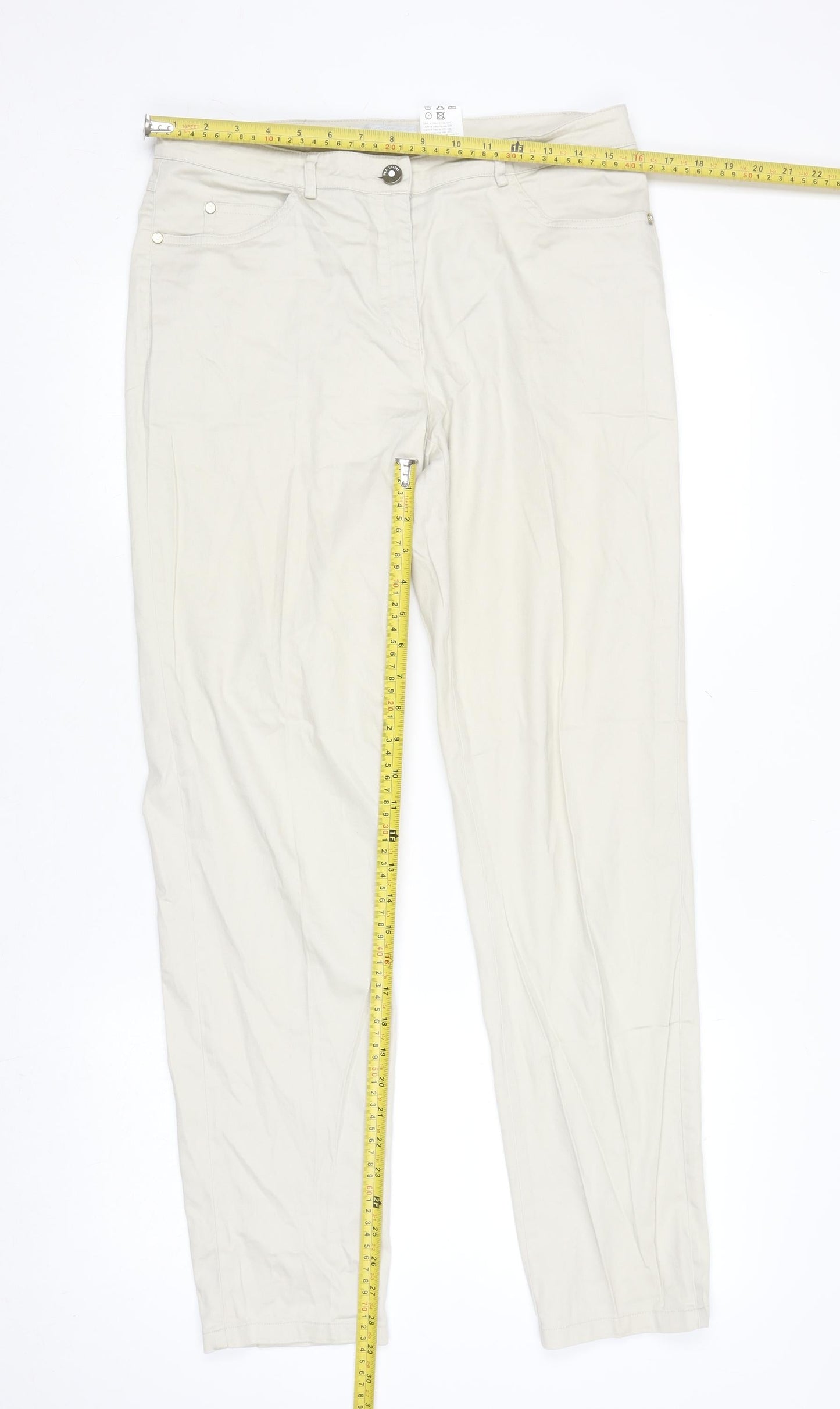 Womens UK Size 14 Paz Torras Regular Fit Chino Beige Trousers