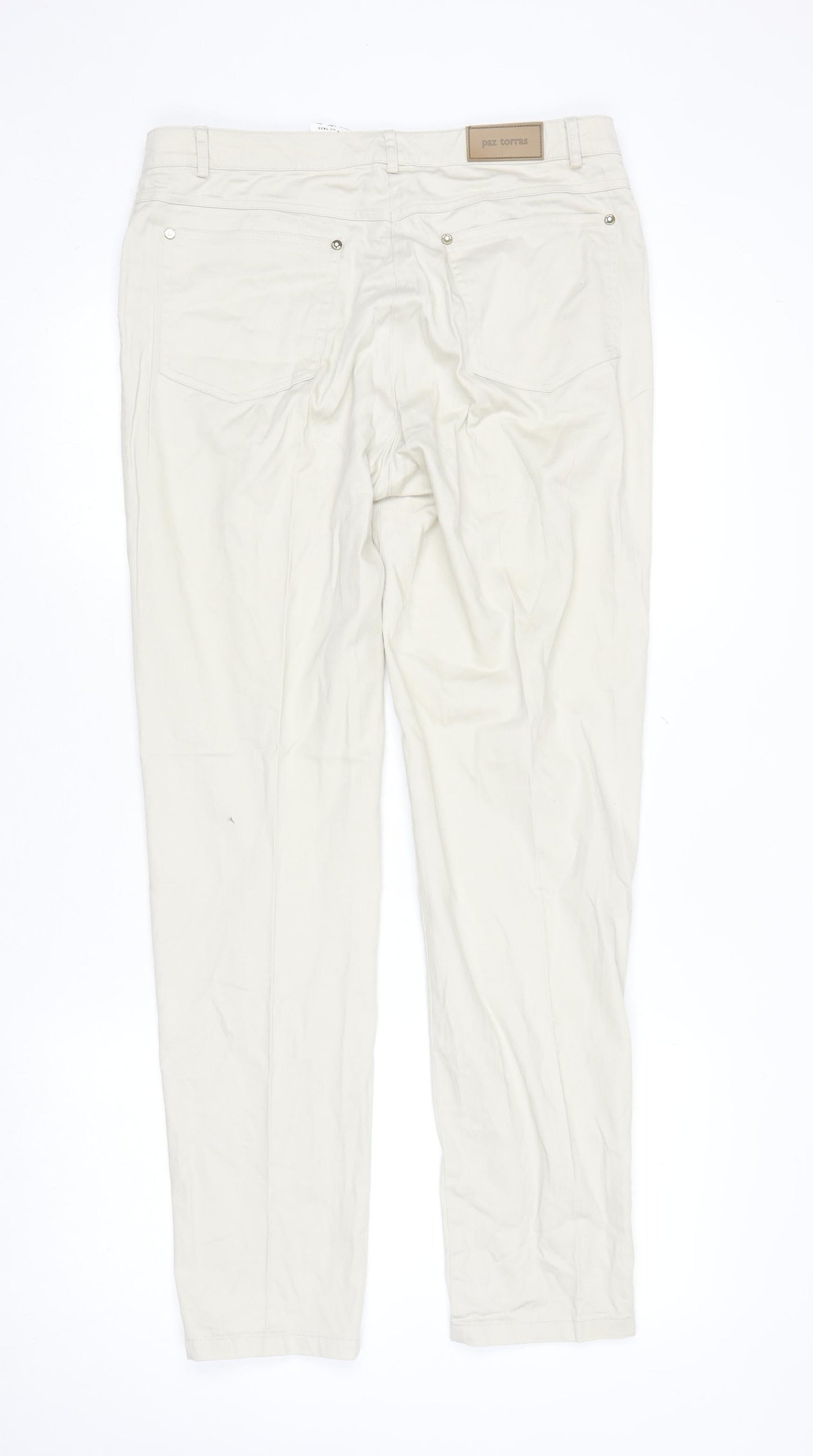 Womens UK Size 14 Paz Torras Regular Fit Chino Beige Trousers