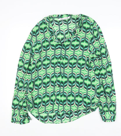 Womens UK Size M Zara Green Basic Blouse