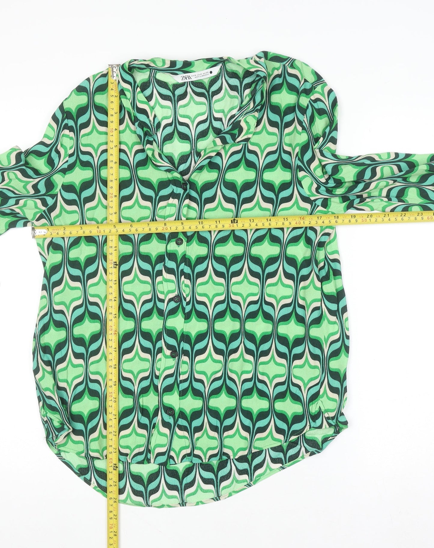 Womens UK Size M Zara Green Basic Blouse