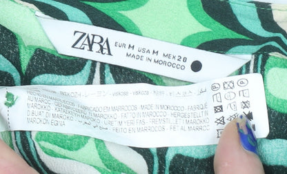 Womens UK Size M Zara Green Basic Blouse