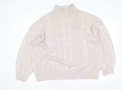 Womens UK Size 10 F&F Beige Pullover Jumper