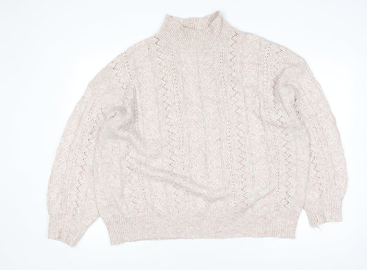 Womens UK Size 10 F&F Beige Pullover Jumper