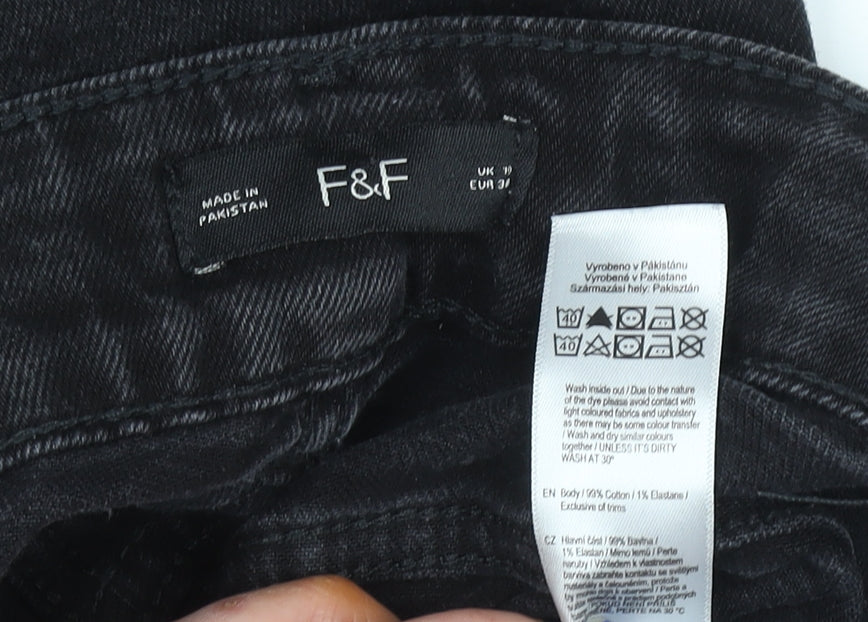 Womens UK Size 19 F&F Slim Fit Skinny Black Jeans
