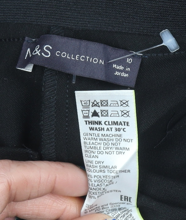 Womens UK Size 10 Marks and Spencer Slim Fit Business Workwear Casual Black Trou