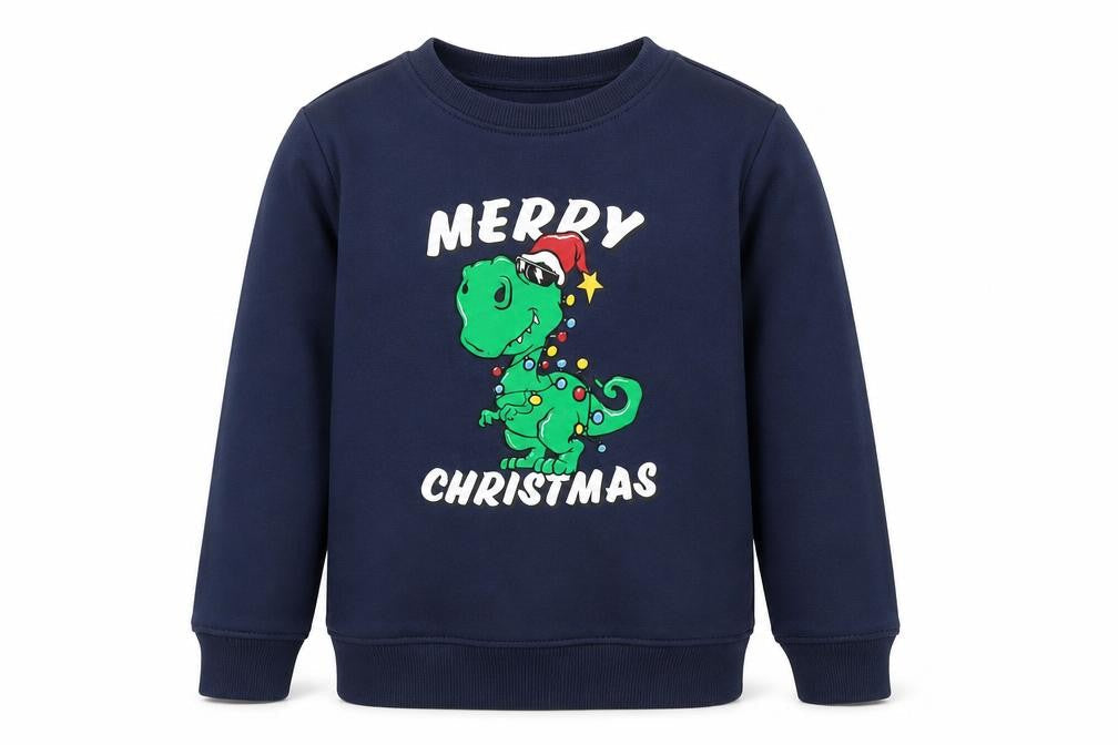 Dunnes Boys Blue Christmas Dinosaur Pullover Sweatshirt 8-9 Years