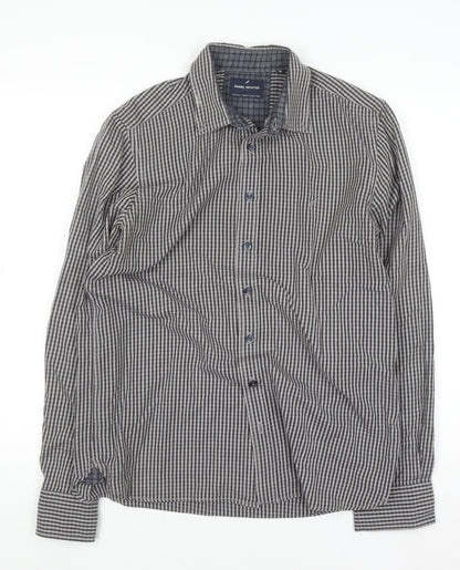 Daniel Hechter Men’s Grey Check Long Sleeve Cotton Button-Up Shirt M