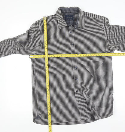 Daniel Hechter Men’s Grey Check Long Sleeve Cotton Button-Up Shirt M