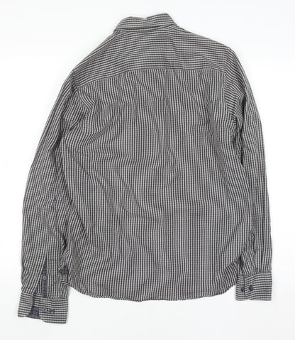 Daniel Hechter Men’s Grey Check Long Sleeve Cotton Button-Up Shirt M