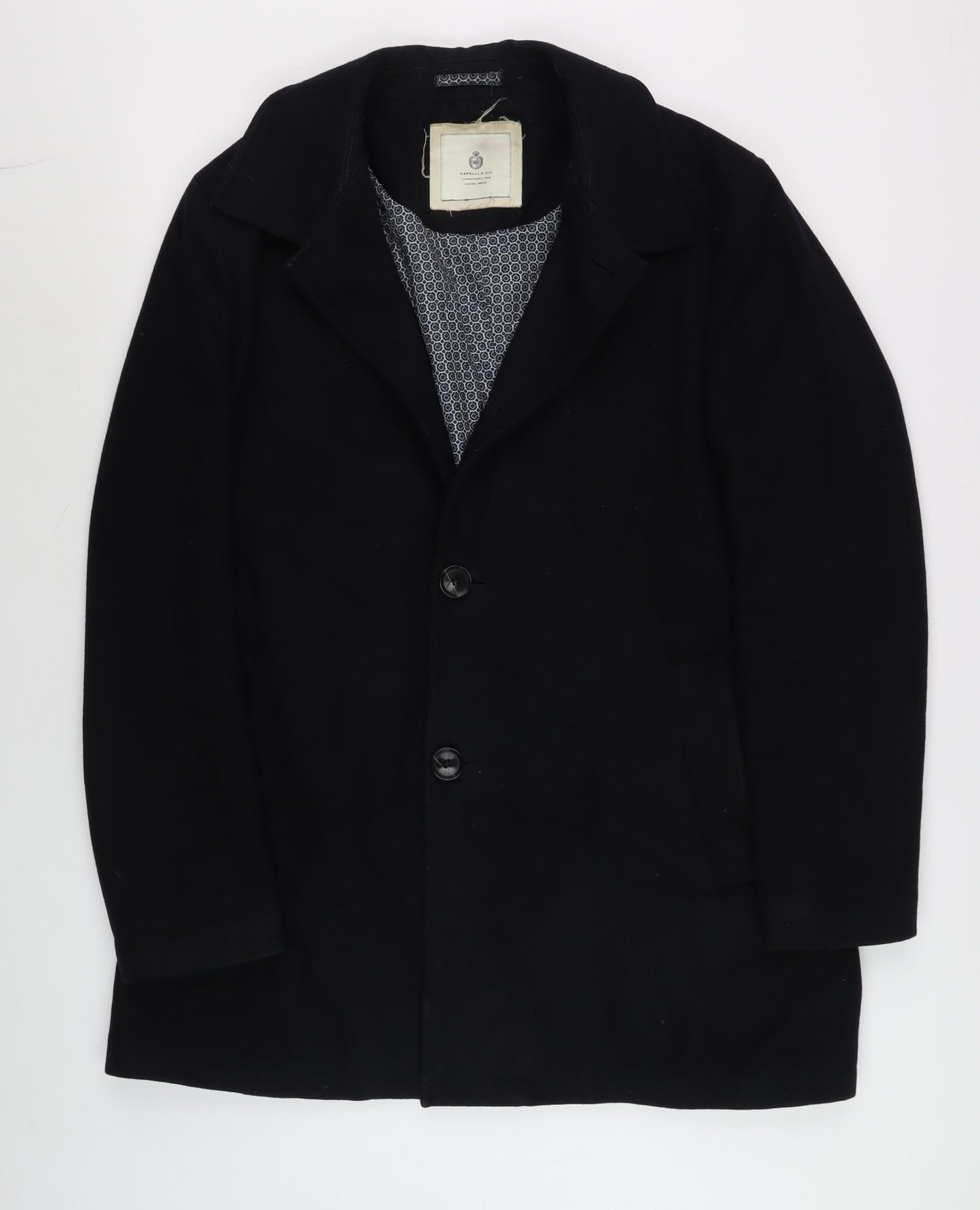 Mens UK Size 44 Capelli & Co Black Overcoat