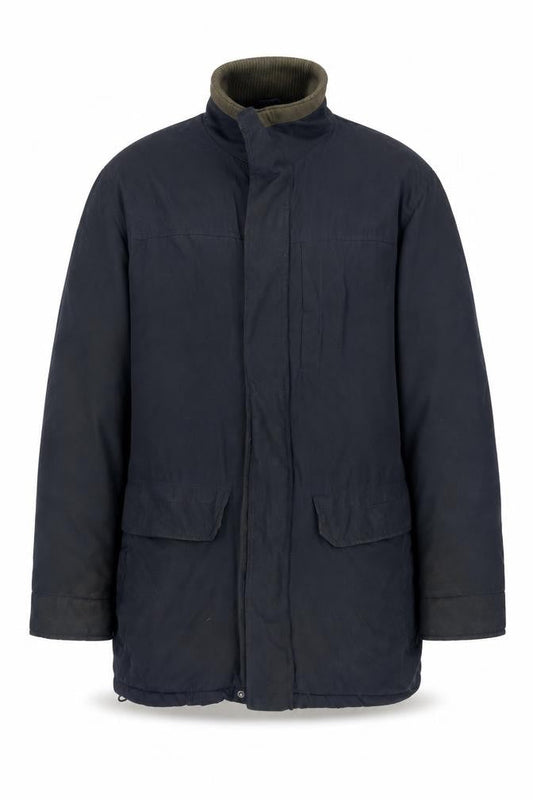 Front view of Thomas Nash Men's Black Parka Coat M Lined Mid-Length Casual Jacket