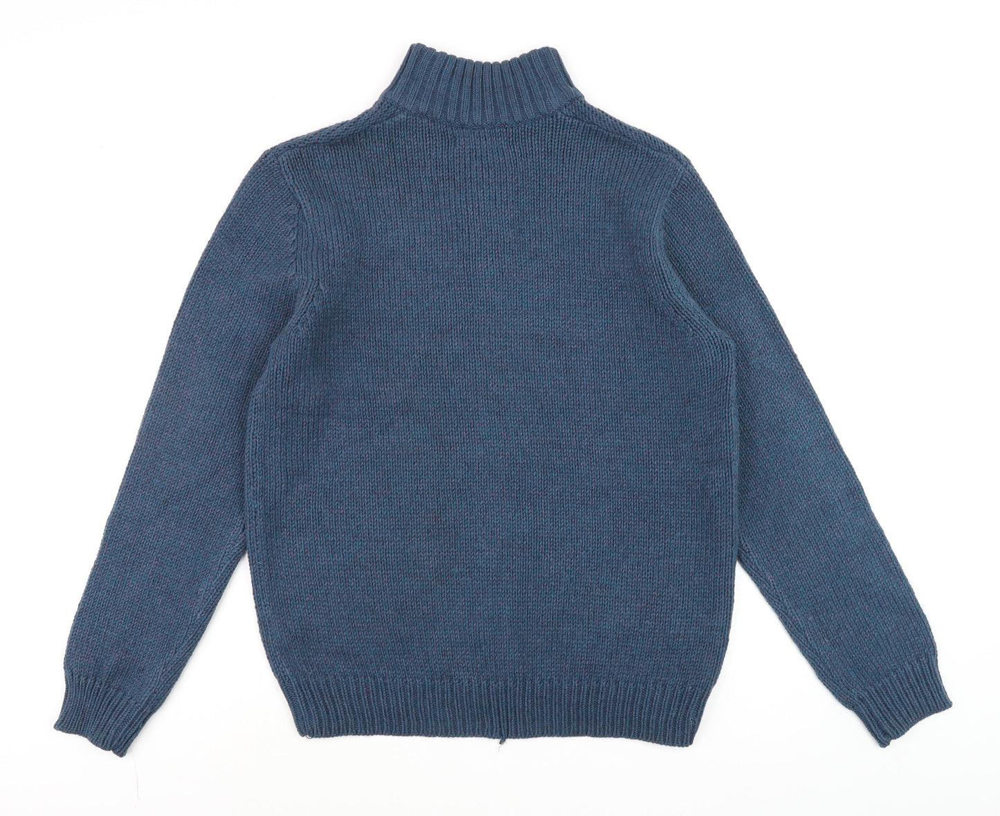 Dunnes Men’s Blue Henley Jumper Medium High Neck Knit Wool Blend