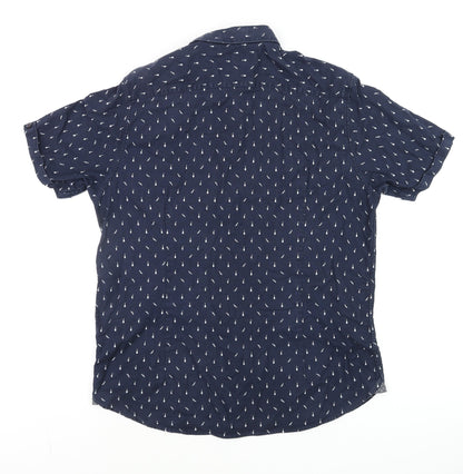 Ted Baker Men’s Blue Nautical Print Short Sleeve Button-Up Shirt M