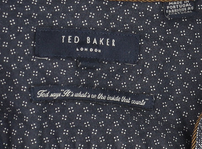 Ted Baker Men’s Blue Nautical Print Short Sleeve Button-Up Shirt M