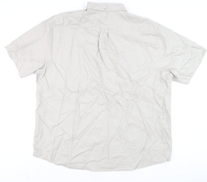 Dunnes Stores Men’s Beige 2XL Regular Fit Short Sleeve Cotton Shirt