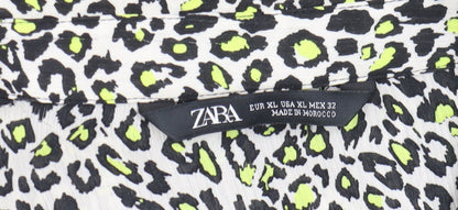 Womens UK Size XL Zara Multicoloured Cropped Blouse