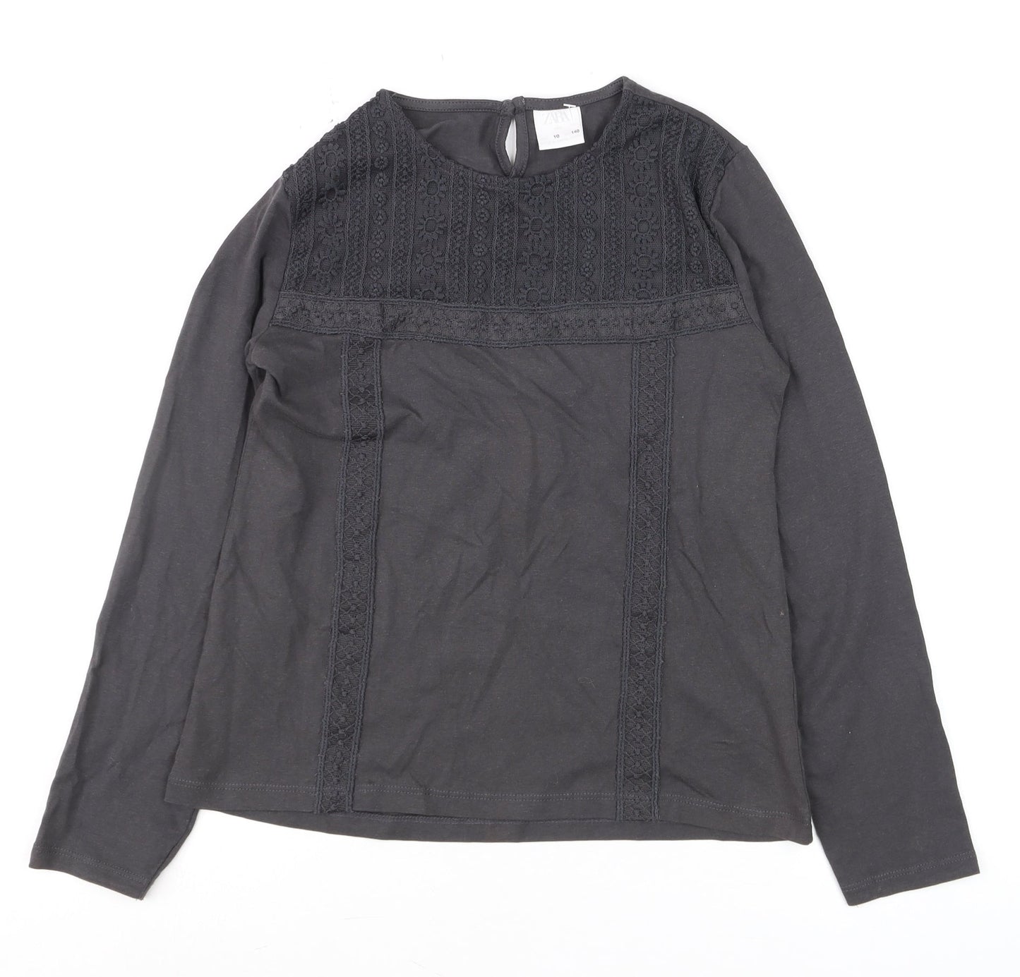 Girls UK Size 10 Years Zara Black Pullover Blouse