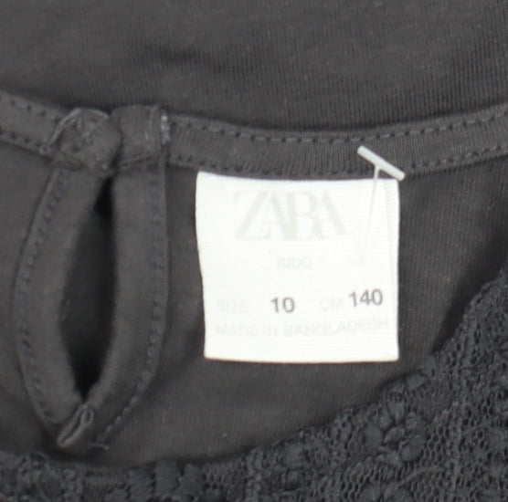 Girls UK Size 10 Years Zara Black Pullover Blouse