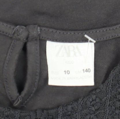 Girls UK Size 10 Years Zara Black Pullover Blouse
