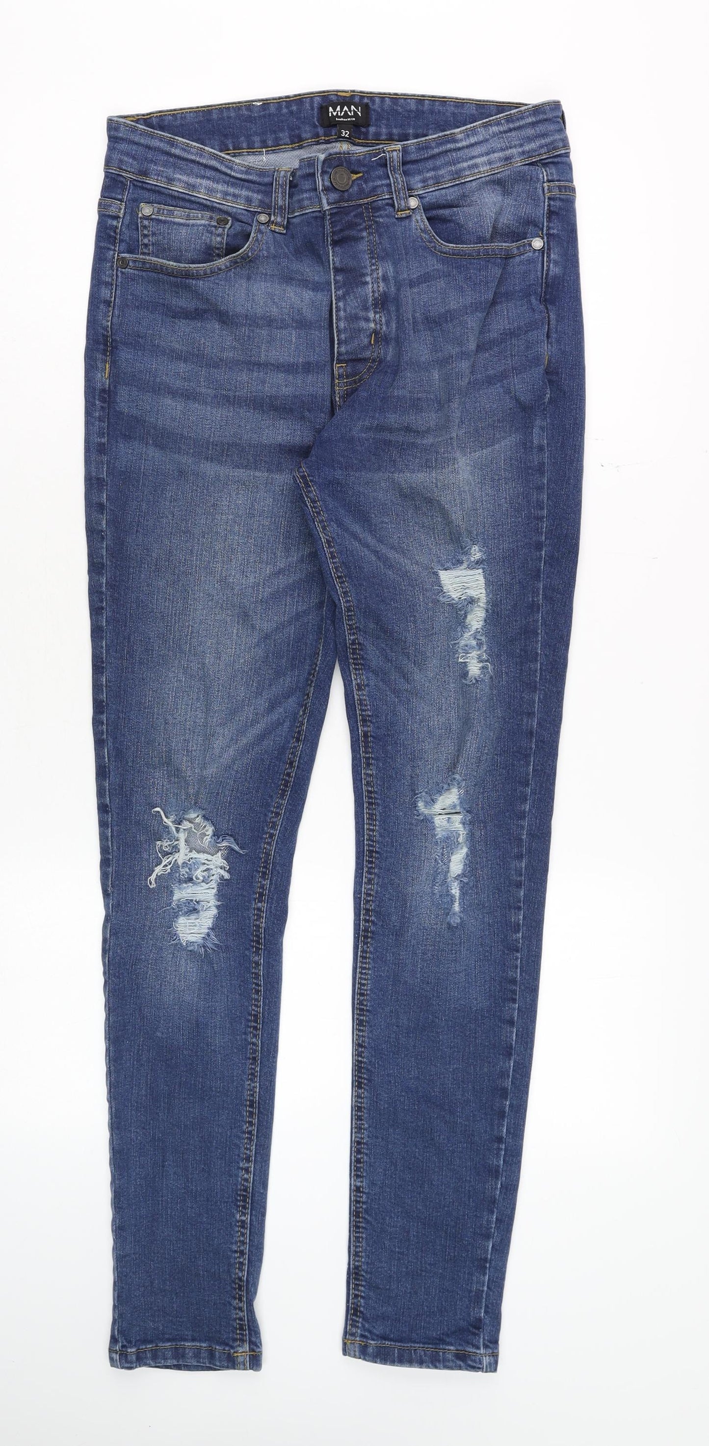 Mens UK Size 32 BoohooMAN Slim Fit Skinny Blue Jeans