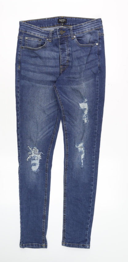 Mens UK Size 32 BoohooMAN Slim Fit Skinny Blue Jeans