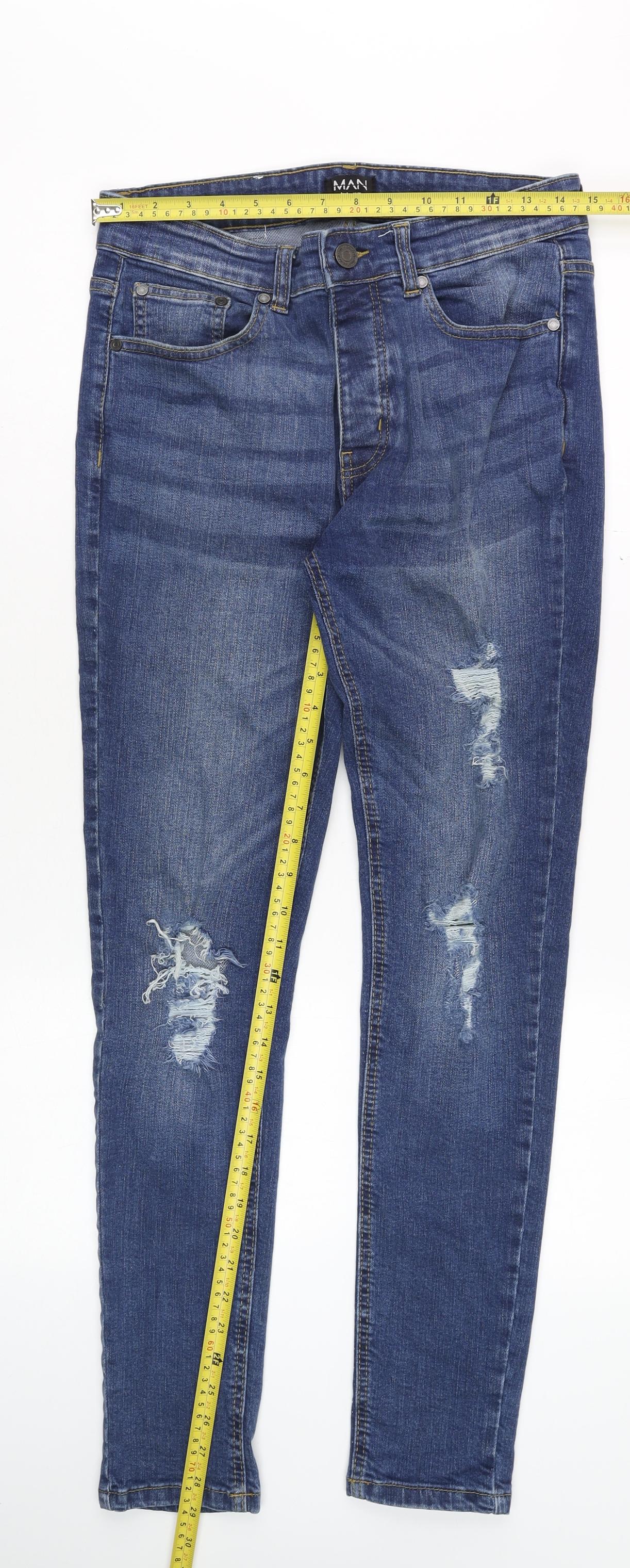 Mens UK Size 32 BoohooMAN Slim Fit Skinny Blue Jeans