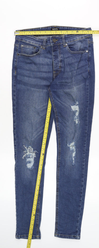 Mens UK Size 32 BoohooMAN Slim Fit Skinny Blue Jeans