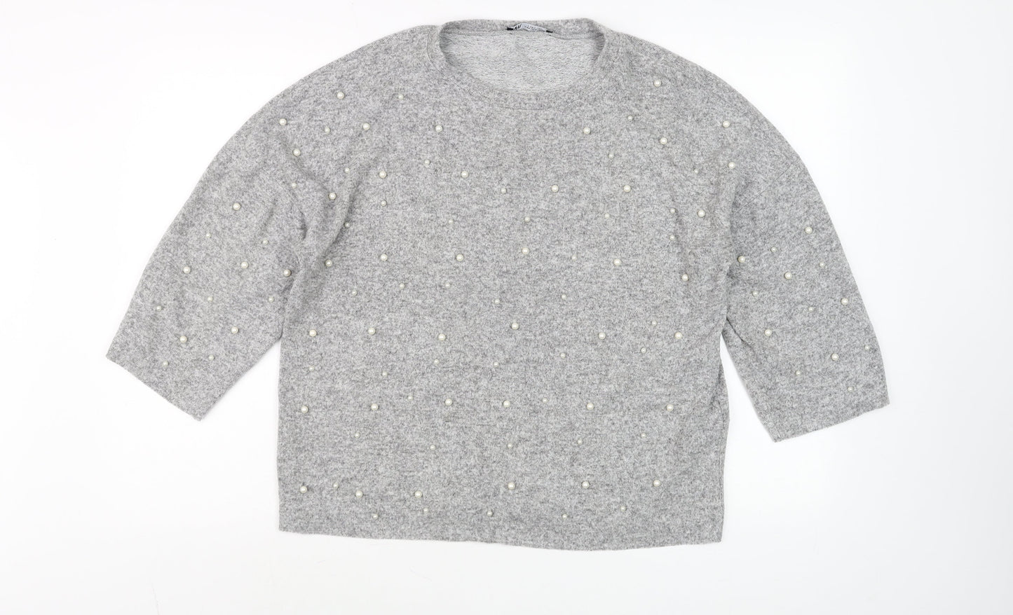 Womens UK Size S Zara Grey Basic Blouse