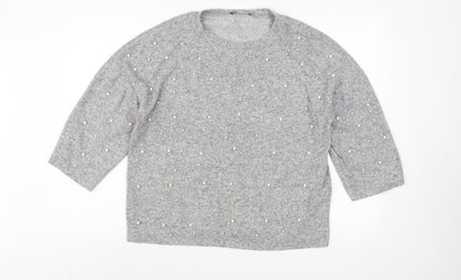 Womens UK Size S Zara Grey Basic Blouse
