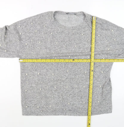 Womens UK Size S Zara Grey Basic Blouse