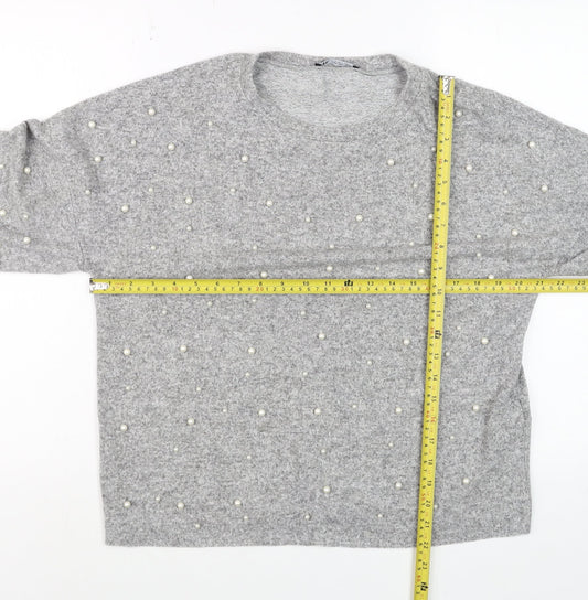 Womens UK Size S Zara Grey Basic Blouse