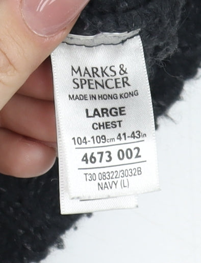 Mens UK Size L Marks and Spencer Blue Pullover Jumper