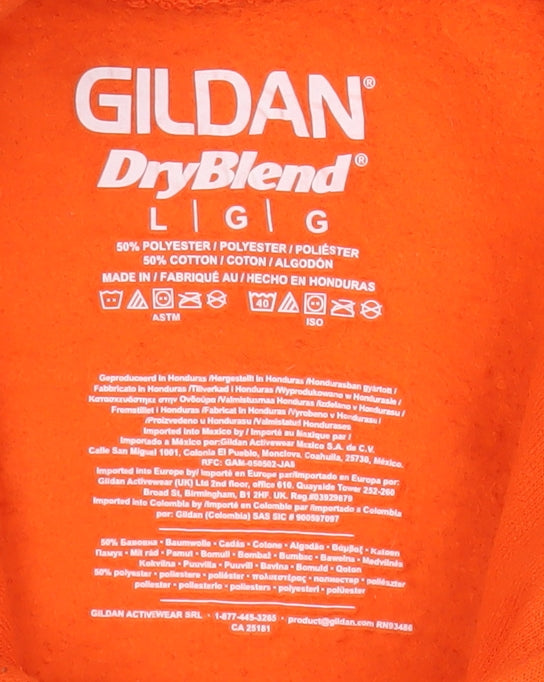 Womens UK Size L Gildan Orange Pullover Hoodie