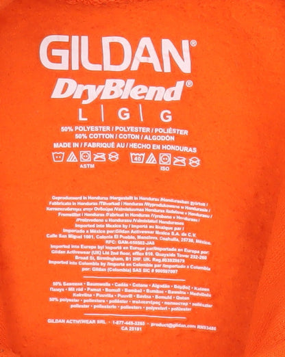 Womens UK Size L Gildan Orange Pullover Hoodie