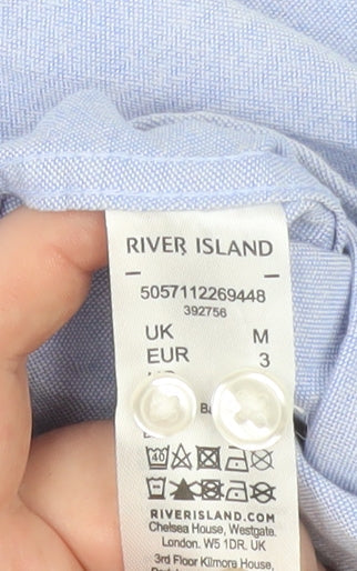 Mens UK Collar Size M River Island Smart Blue  Dress Shirt
