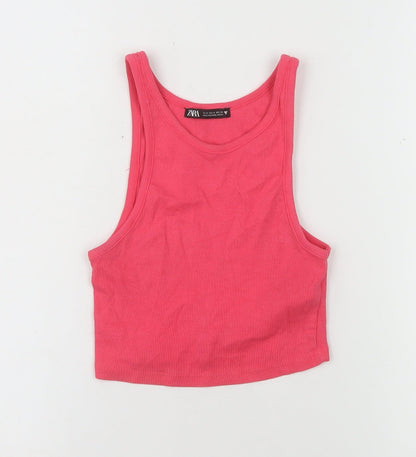 Womens UK Size S Zara Pink Cropped Tank