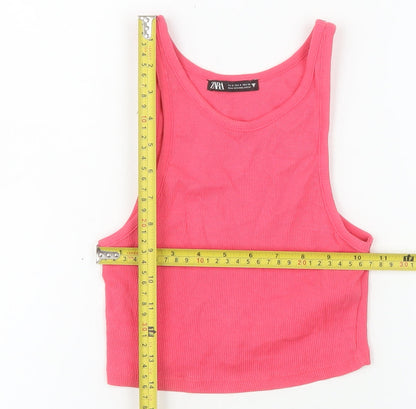 Womens UK Size S Zara Pink Cropped Tank