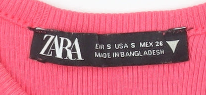 Womens UK Size S Zara Pink Cropped Tank
