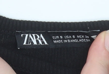 Womens UK Size S Zara Black Cropped Tank