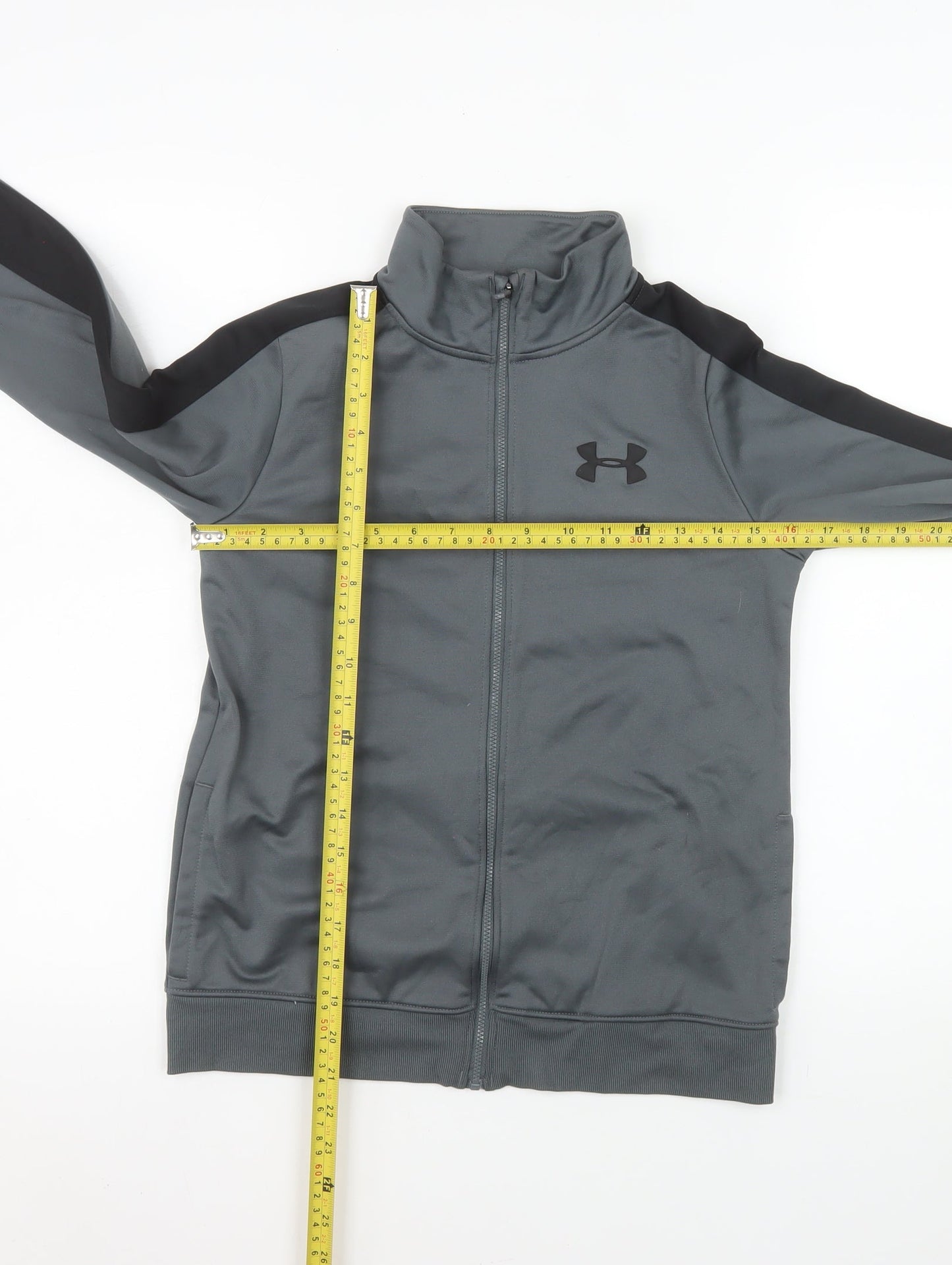 Boys UK Size 10 Years Under armour Grey Track Jacket