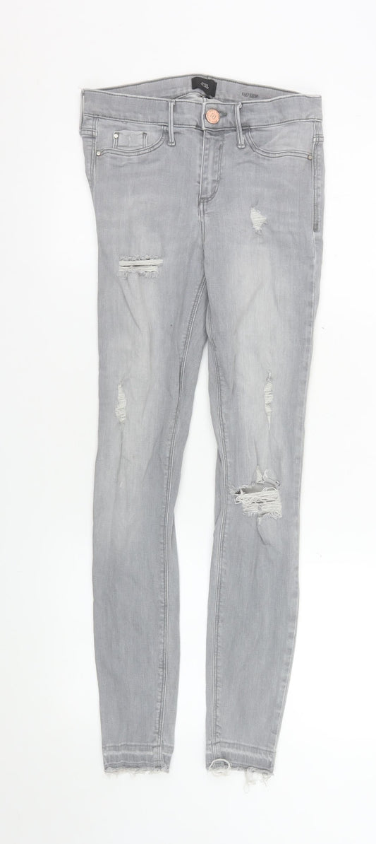 Womens UK Size 8 River Island Slim Fit Skinny Grey Jeans