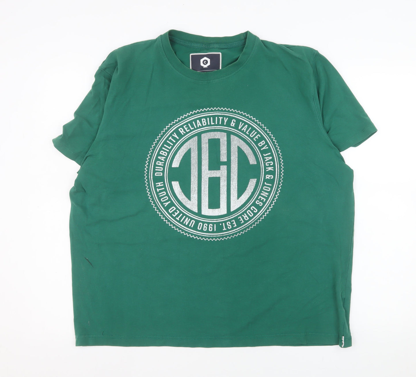 Mens UK Size 2XL JACK & JONES Green  T-Shirt