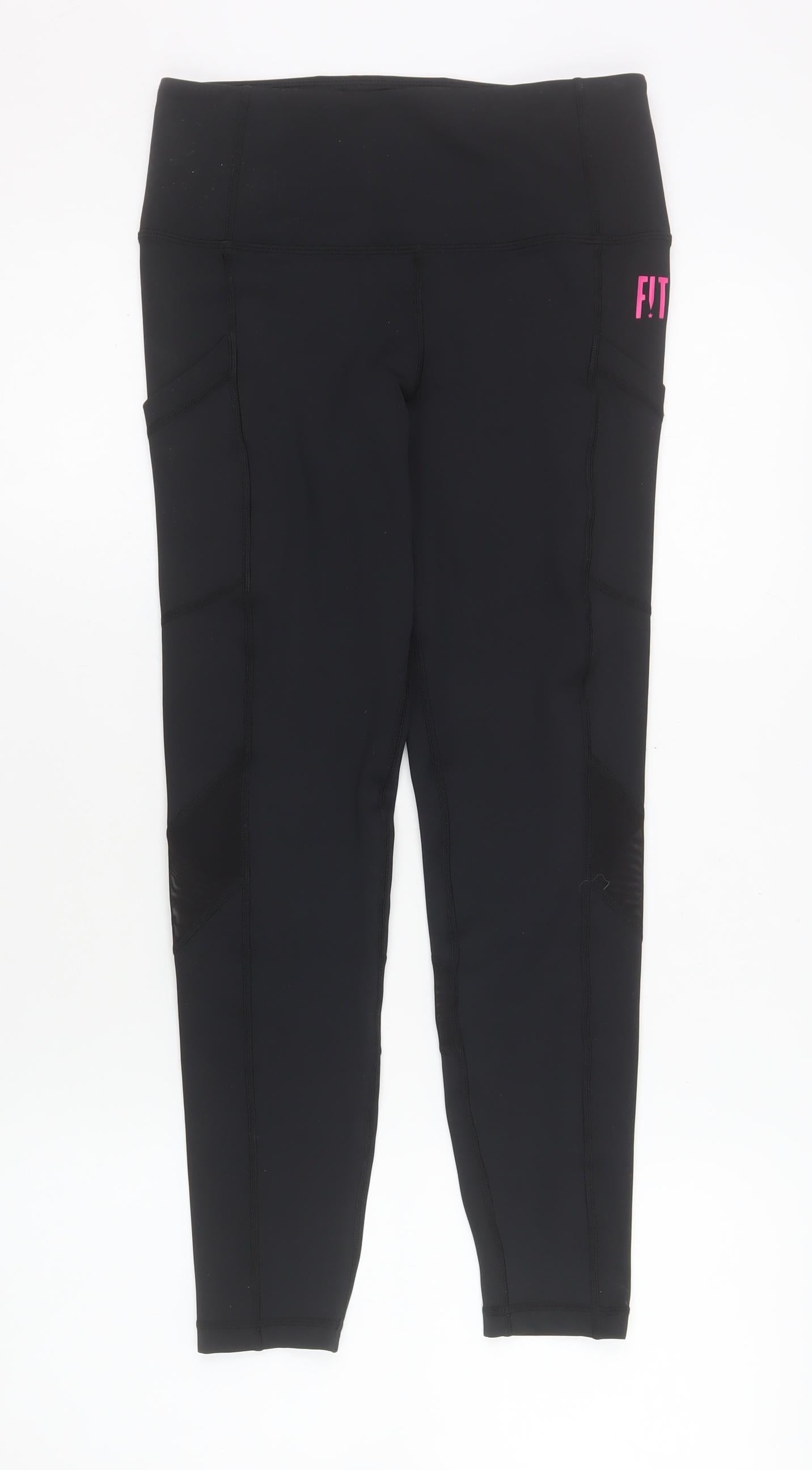 Womens UK Size 10 FIT PINK Slim Fit Ankle Black Leggings