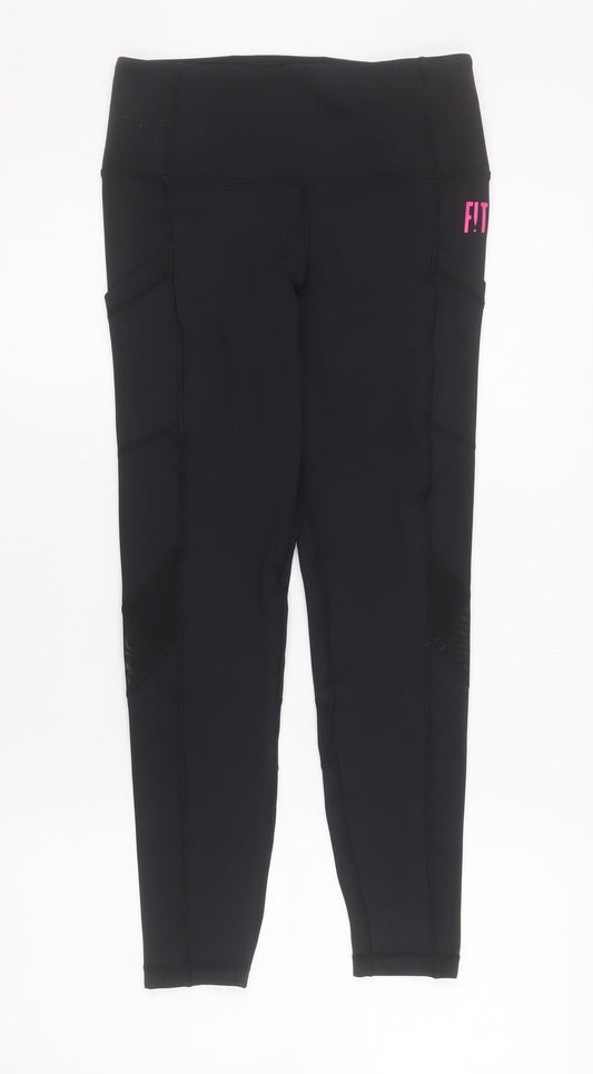 Womens UK Size 10 FIT PINK Slim Fit Ankle Black Leggings