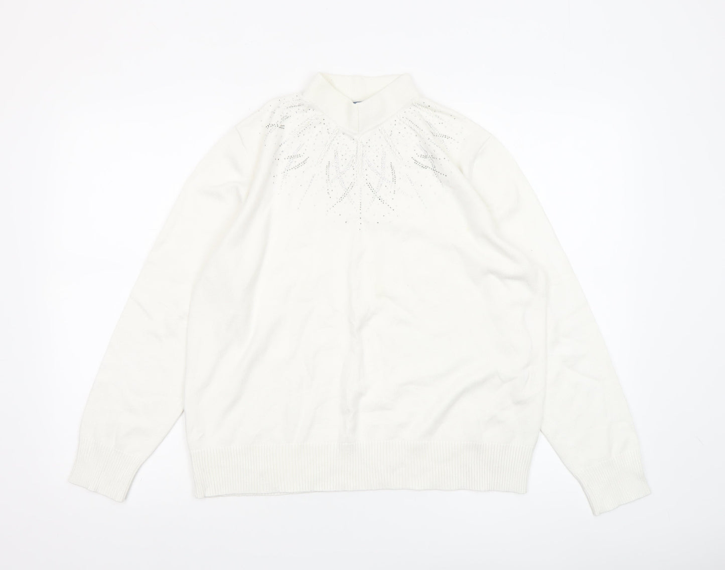 Womens UK Size 18 Castle of Ireland White Pullover Jumper