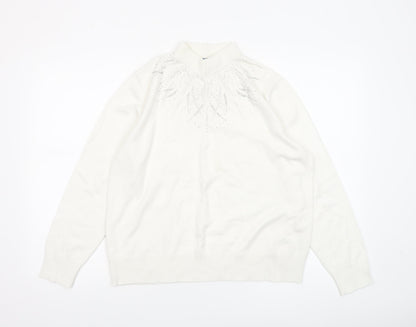Womens UK Size 18 Castle of Ireland White Pullover Jumper
